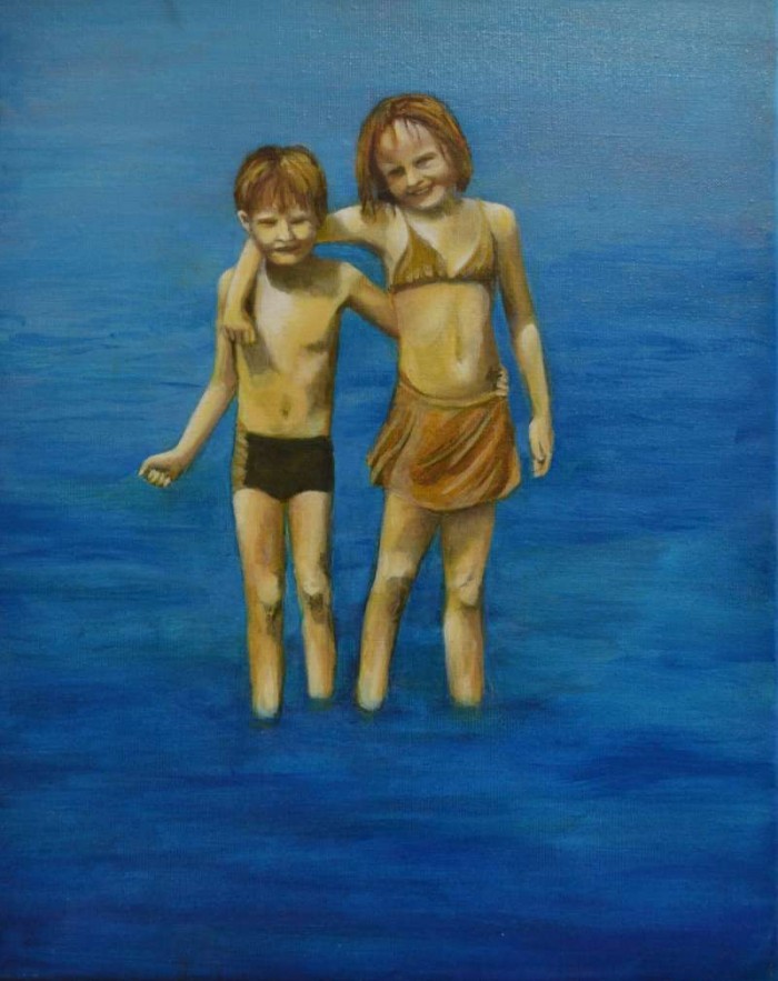 2008, Two in the sea, 40x50, olieverf, J.Comello